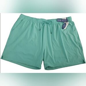New Aqua Turquoise Blue Big Men's 6" Inseam Swim Trunks